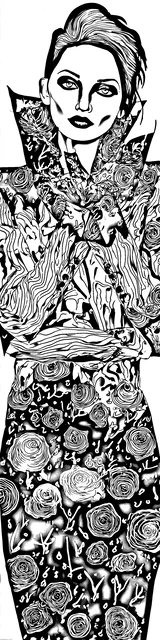 Free colorable bookmarks of a fashionable vampire woman